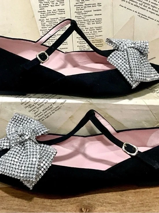 Anthropologie Pretty Ballerinas Ella Flat With Rhinestone Bow - Picture 4 of 7